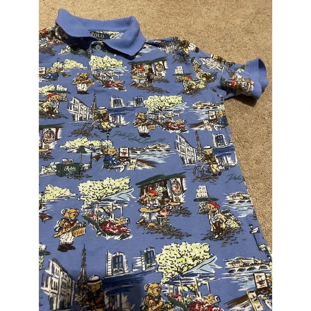 Polo Ralph Lauren Paris Print Mesh Shirt Boys Size Large